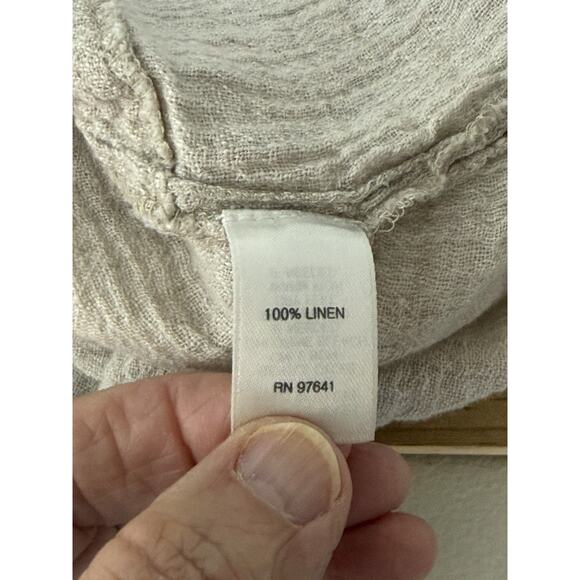 Pure Jill 100% Linen Crepe Button Up Long Sleeve Tunic Cardigan Beige Sz XL - Picture 10 of 15